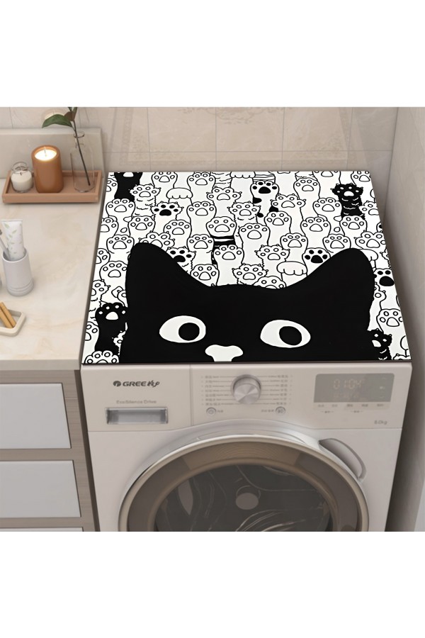 Siyah Kedili Çamaşır Makinesi Örtüsü Koruma Matı Sıvı Geçirmez Kaymaz Yıkanabilir Yns-120 Siyah Kedili Çamaşır Makinesi Örtüsü Koruma Matı Sıvı Geçirmez Kaymaz Yıkanabilir Yns-120