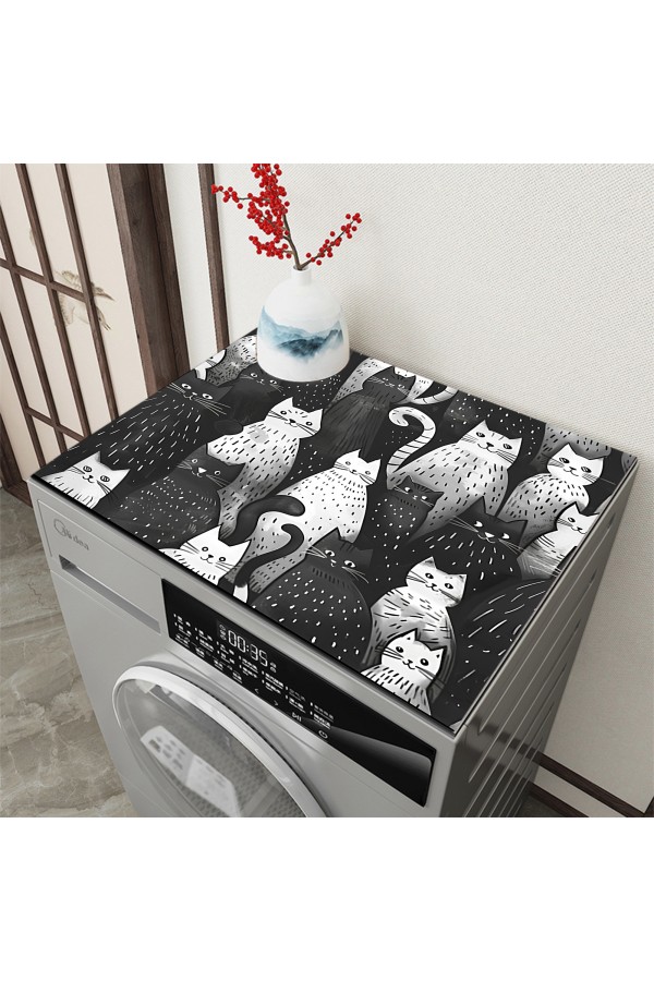 Gri Kediler Çamaşır Makinesi Örtüsü Koruma Matı Sıvı Geçirmez Kaymaz Yıkanabilir Yns-121 Gri Kediler Çamaşır Makinesi Örtüsü Koruma Matı Sıvı Geçirmez Kaymaz Yıkanabilir Yns-121