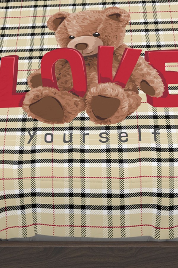 Love Ayı Teddy Desenli Kız Çocuk Tek Kişilik Yastıklı Çarşaf Takımı 100x200 cm Love Ayı Teddy Desenli Kız Çocuk Tek Kişilik Yastıklı Çarşaf Takımı 100x200 cm