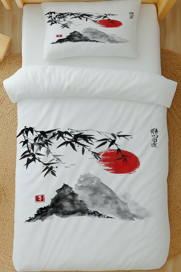 Japon Dağları Manzara Desenli Pamuk Saten Tek Kişilik Nevresim Takımı 160x220cm Japon Dağları Manzara Desenli Pamuk Saten Tek Kişilik Nevresim Takımı 160x220cm