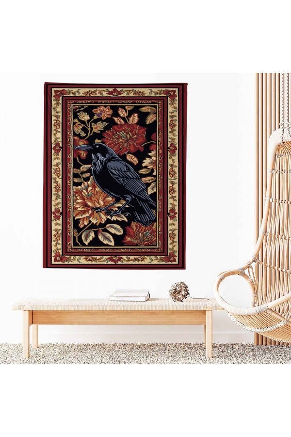 Kuzgun Karga Hayvan Desenli Duvar Örtüsü Duvar Halısı Wall Tapestry Kuzgun Karga Hayvan Desenli Duvar Örtüsü Duvar Halısı Wall Tapestry