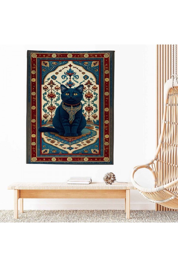 Etnik Kedi Desenli Duvar Örtüsü Duvar Halısı Wall Tapestry Etnik Kedi Desenli Duvar Örtüsü Duvar Halısı Wall Tapestry