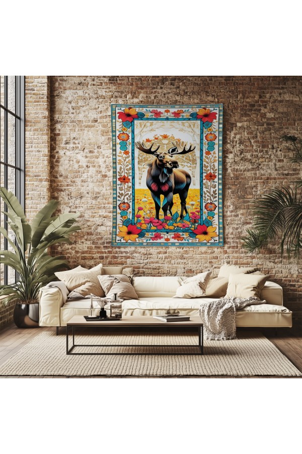 Geyik Hayvan Desenli Duvar Örtüsü Duvar Halısı Wall Tapestry Geyik Hayvan Desenli Duvar Örtüsü Duvar Halısı Wall Tapestry