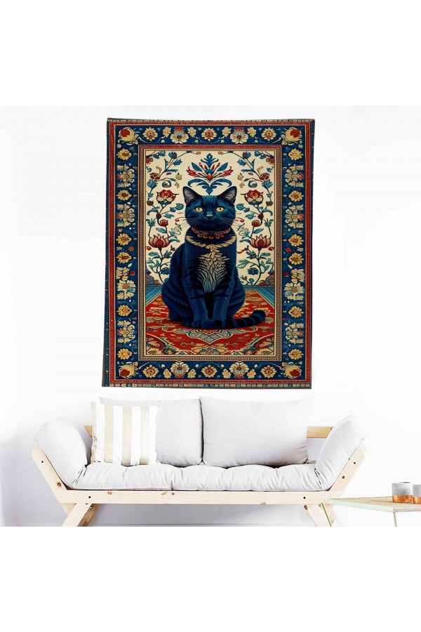 Mistik Kedi Desenli Duvar Örtüsü Duvar Halısı Wall Tapestry Mistik Kedi Desenli Duvar Örtüsü Duvar Halısı Wall Tapestry