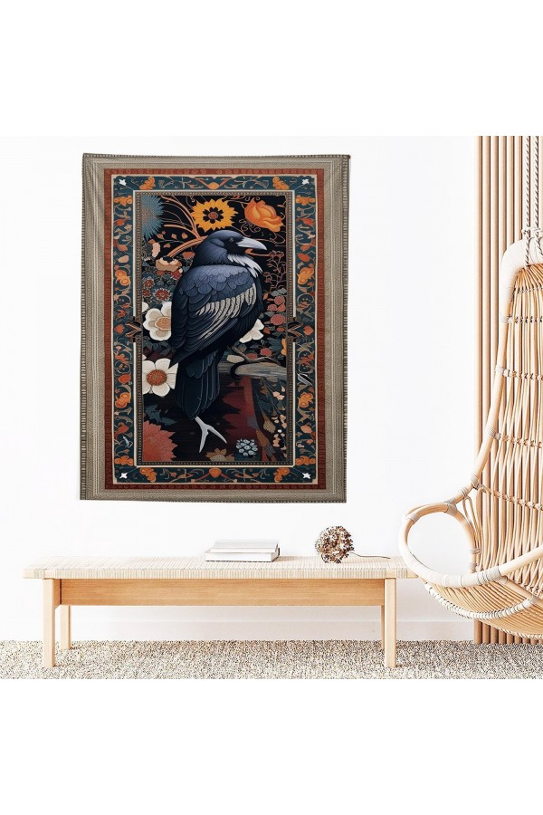 Kuzgun Desenli Duvar Örtüsü Duvar Halısı Wall Tapestry Kuzgun Desenli Duvar Örtüsü Duvar Halısı Wall Tapestry