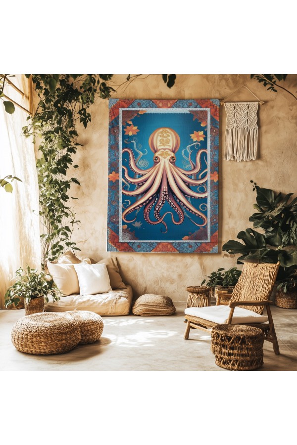 Ahtapot Denizci Desenli Duvar Örtüsü Duvar Halısı Wall Tapestry Ahtapot Denizci Desenli Duvar Örtüsü Duvar Halısı Wall Tapestry