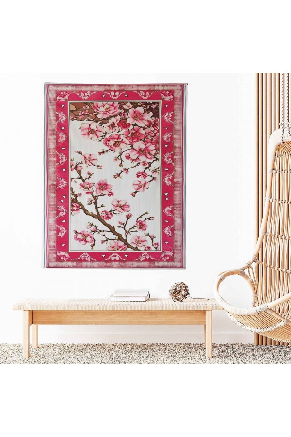 Pembe Sakura Çiçekler Desenli Duvar Örtüsü Duvar Halısı Wall Tapestry Pembe Sakura Çiçekler Desenli Duvar Örtüsü Duvar Halısı Wall Tapestry