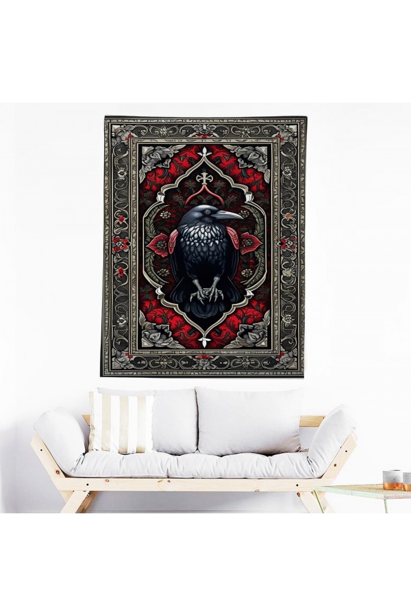 Karga Kuzgun Hayvan Desenli Duvar Örtüsü Duvar Halısı Wall Tapestry Karga Kuzgun Hayvan Desenli Duvar Örtüsü Duvar Halısı Wall Tapestry
