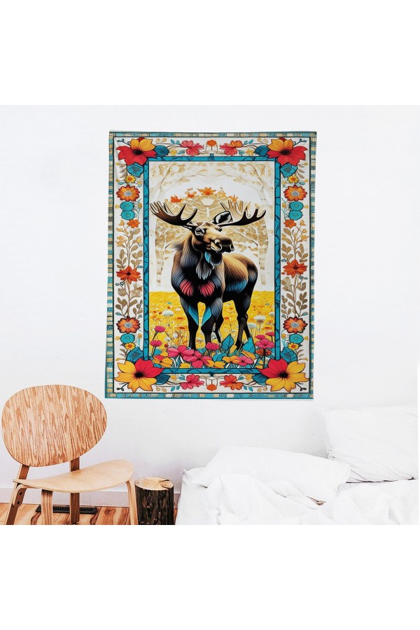 Geyik Hayvan Desenli Duvar Örtüsü Duvar Halısı Wall Tapestry Geyik Hayvan Desenli Duvar Örtüsü Duvar Halısı Wall Tapestry