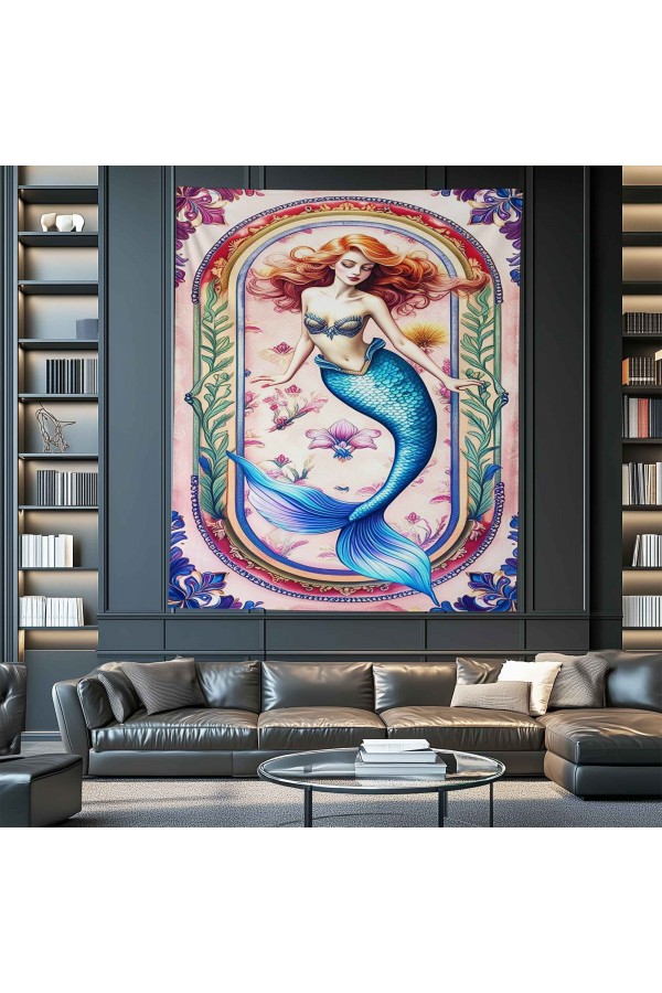 Deniz Kızı Desenli Duvar Örtüsü Duvar Halısı Wall Tapestry Deniz Kızı Desenli Duvar Örtüsü Duvar Halısı Wall Tapestry