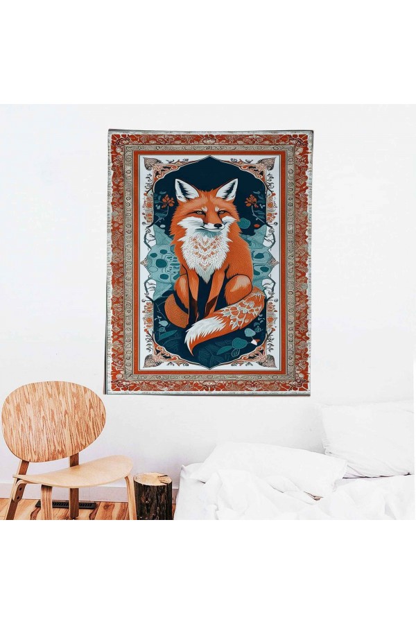 Turuncu Tilki Hayvan Desenli Duvar Örtüsü Duvar Halısı Wall Tapestry Turuncu Tilki Hayvan Desenli Duvar Örtüsü Duvar Halısı Wall Tapestry