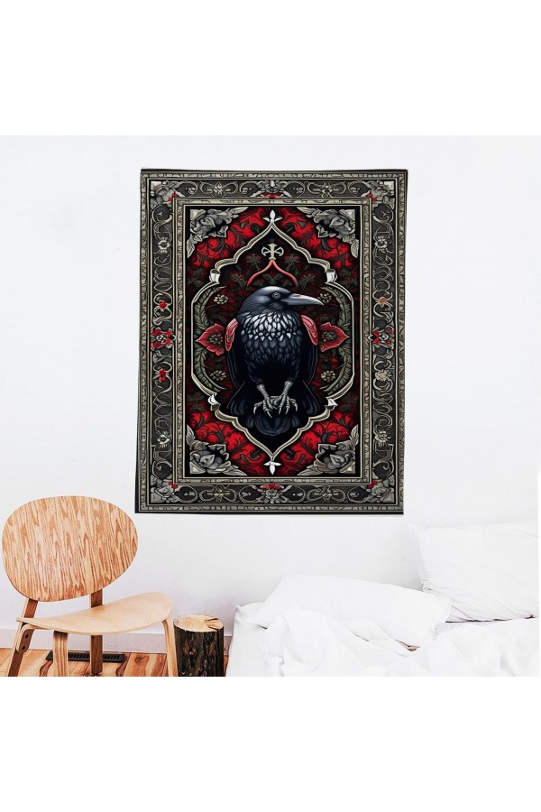 Karga Kuzgun Hayvan Desenli Duvar Örtüsü Duvar Halısı Wall Tapestry Karga Kuzgun Hayvan Desenli Duvar Örtüsü Duvar Halısı Wall Tapestry