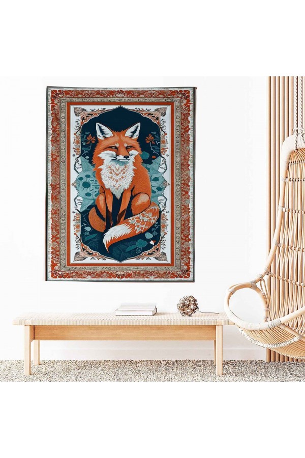 Turuncu Tilki Hayvan Desenli Duvar Örtüsü Duvar Halısı Wall Tapestry Turuncu Tilki Hayvan Desenli Duvar Örtüsü Duvar Halısı Wall Tapestry