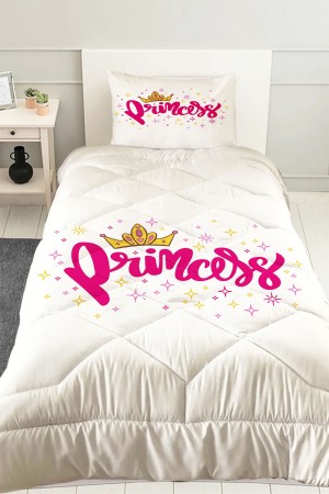 Prenses Taçlı Desenli Kız Çocuk Tek Kişilik Kapitoneli Yorgan Yastık Kılıflı