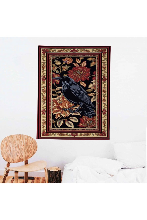 Kuzgun Karga Hayvan Desenli Duvar Örtüsü Duvar Halısı Wall Tapestry Kuzgun Karga Hayvan Desenli Duvar Örtüsü Duvar Halısı Wall Tapestry