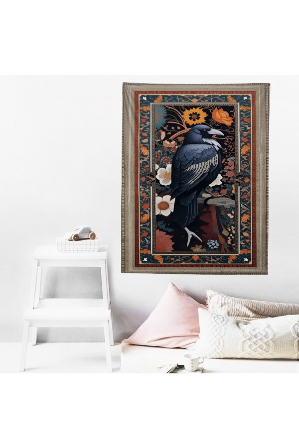 Kuzgun Desenli Duvar Örtüsü Duvar Halısı Wall Tapestry Kuzgun Desenli Duvar Örtüsü Duvar Halısı Wall Tapestry