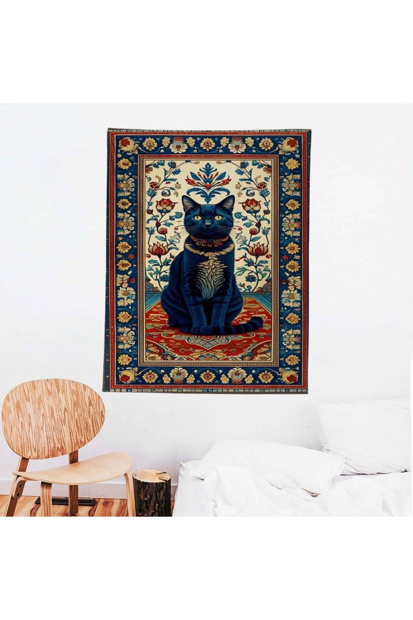 Mistik Kedi Desenli Duvar Örtüsü Duvar Halısı Wall Tapestry Mistik Kedi Desenli Duvar Örtüsü Duvar Halısı Wall Tapestry