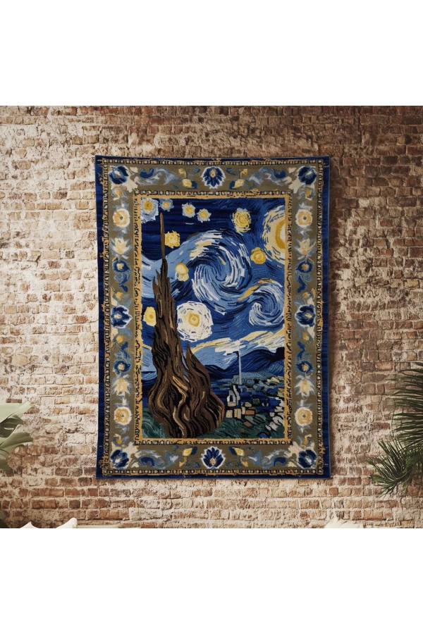 Van Gogh Yıldızlı Geceler Tablo Desenli Duvar Örtüsü Duvar Halısı Wall Tapestry Van Gogh Yıldızlı Geceler Tablo Desenli Duvar Örtüsü Duvar Halısı Wall Tapestry
