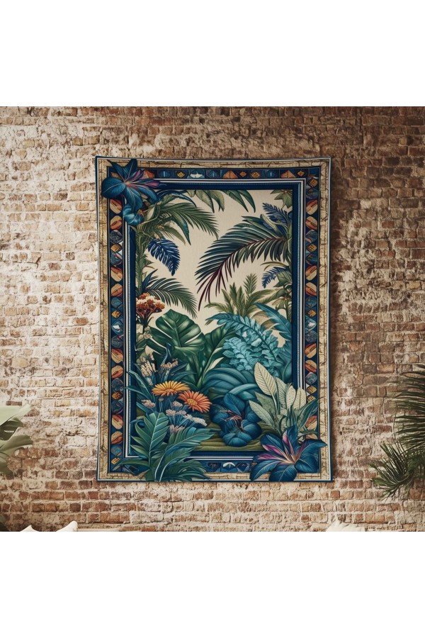 Tropik Orman Yapraklar Desenli Duvar Örtüsü Duvar Halısı Wall Tapestry Tropik Orman Yapraklar Desenli Duvar Örtüsü Duvar Halısı Wall Tapestry