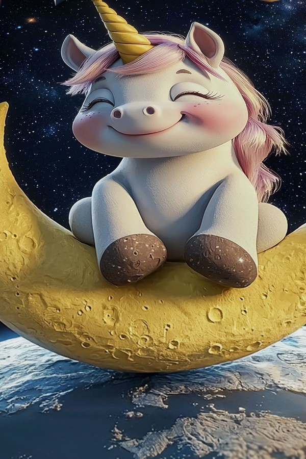 Ayda Oturan Unicorn Desenli Kız Çocuk Tek Kişilik Dekoratif Yatak Örtüsü Yastık Kılıflı