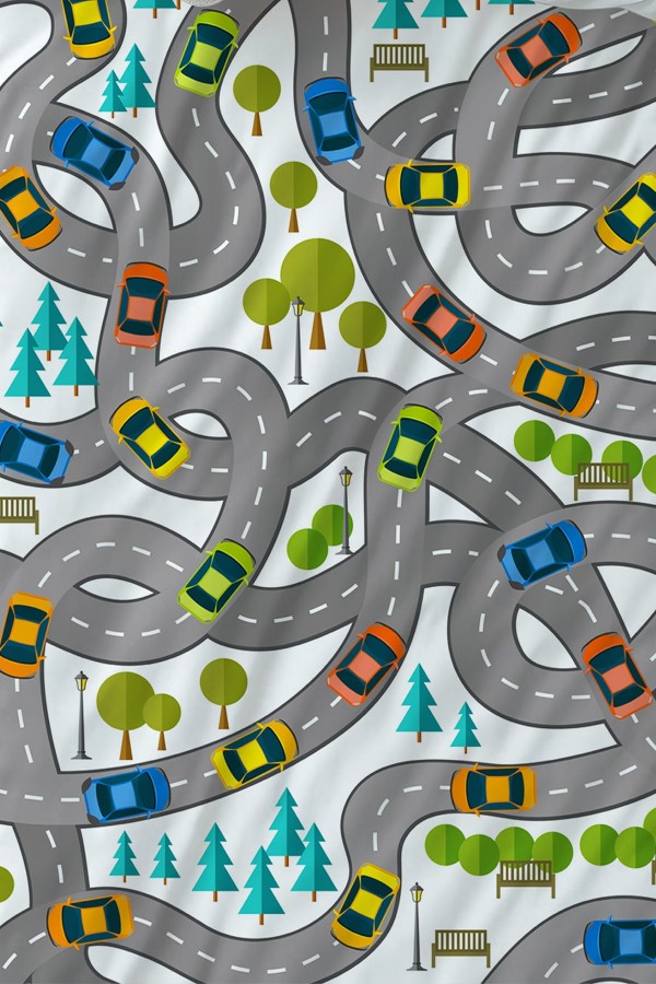 Trafik Araba Yol Desenli Erkek Çocuk Tek Kişilik Nevresim Takımı Yastık Kılıflı Trafik Araba Yol Desenli Erkek Çocuk Tek Kişilik Nevresim Takımı Yastık Kılıflı
