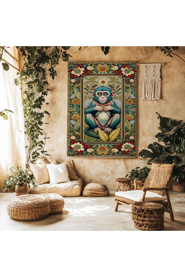 Sevimli Maymun Hayvan Desenli Duvar Örtüsü Duvar Halısı Wall Tapestry Sevimli Maymun Hayvan Desenli Duvar Örtüsü Duvar Halısı Wall Tapestry