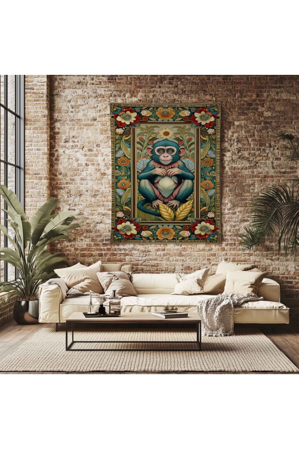Sevimli Maymun Hayvan Desenli Duvar Örtüsü Duvar Halısı Wall Tapestry Sevimli Maymun Hayvan Desenli Duvar Örtüsü Duvar Halısı Wall Tapestry