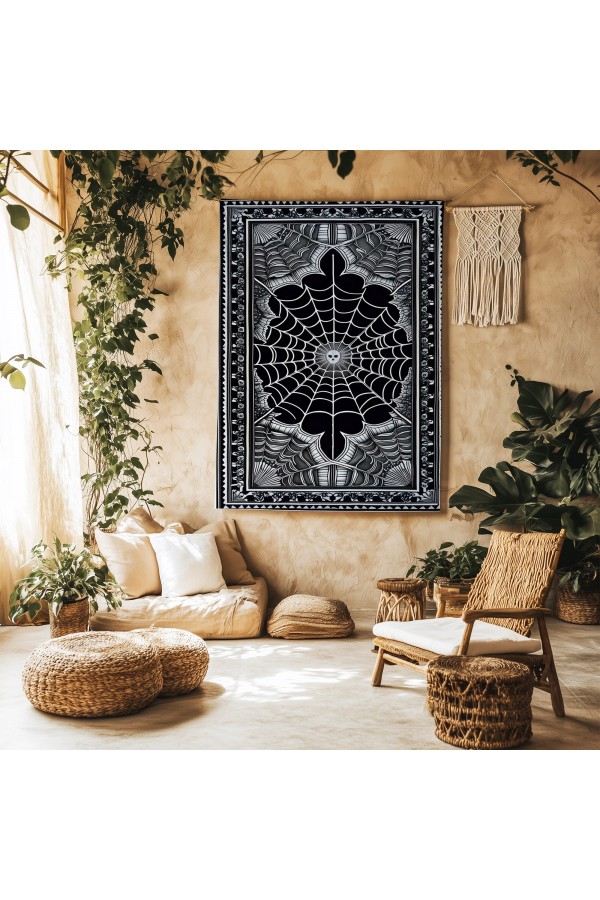 Örümcek Ağı Gotik Desenli Duvar Örtüsü Duvar Halısı Wall Tapestry Örümcek Ağı Gotik Desenli Duvar Örtüsü Duvar Halısı Wall Tapestry