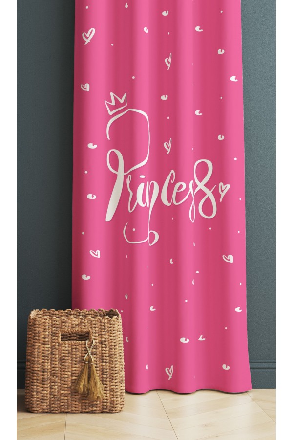 Pembe Beyaz Prenses Yazılı Desenli Kız Çocuk Odası Fon Perde 140x260cm Pembe Beyaz Prenses Yazılı Desenli Kız Çocuk Odası Fon Perde 140x260cm