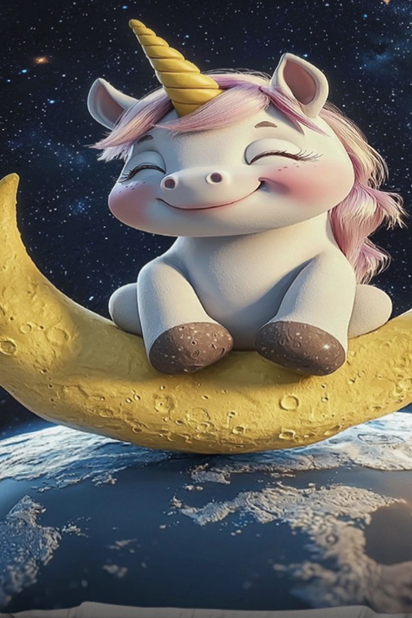 Ayda Oturan Unicorn Desenli Kız Çocuk Tek Kişilik Yastıklı Lastikli Çarşaf Takımı 100x200cm Ayda Oturan Unicorn Desenli Kız Çocuk Tek Kişilik Yastıklı Lastikli Çarşaf Takımı 100x200cm