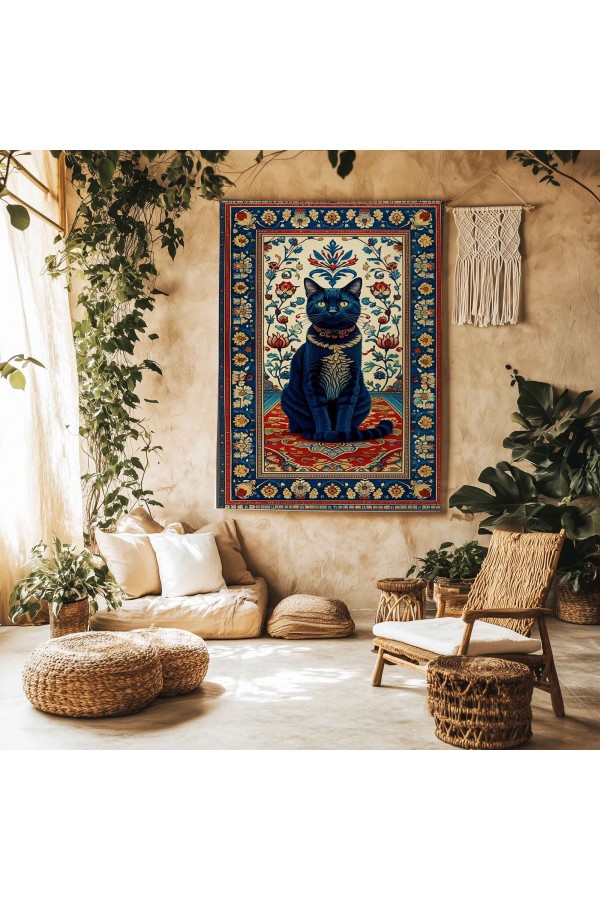 Mistik Kedi Desenli Duvar Örtüsü Duvar Halısı Wall Tapestry Mistik Kedi Desenli Duvar Örtüsü Duvar Halısı Wall Tapestry