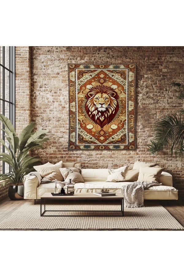 Aslan Hayvan Desenli Duvar Örtüsü Duvar Halısı Wall Tapestry Aslan Hayvan Desenli Duvar Örtüsü Duvar Halısı Wall Tapestry