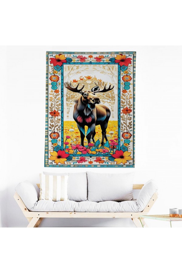 Geyik Hayvan Desenli Duvar Örtüsü Duvar Halısı Wall Tapestry Geyik Hayvan Desenli Duvar Örtüsü Duvar Halısı Wall Tapestry