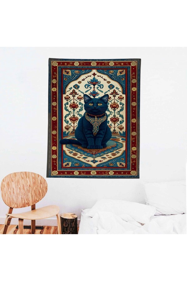 Etnik Kedi Desenli Duvar Örtüsü Duvar Halısı Wall Tapestry Etnik Kedi Desenli Duvar Örtüsü Duvar Halısı Wall Tapestry