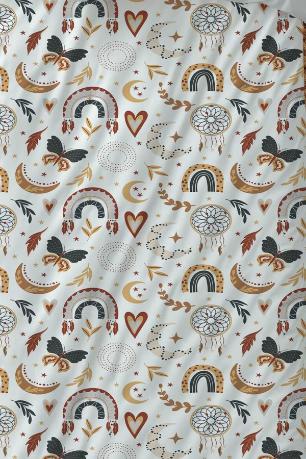 Boho Gökkuşağı Desenli Kız Çocuk Tek Kişilik Nevresim Takımı Yastık Kılıflı Boho Gökkuşağı Desenli Kız Çocuk Tek Kişilik Nevresim Takımı Yastık Kılıflı