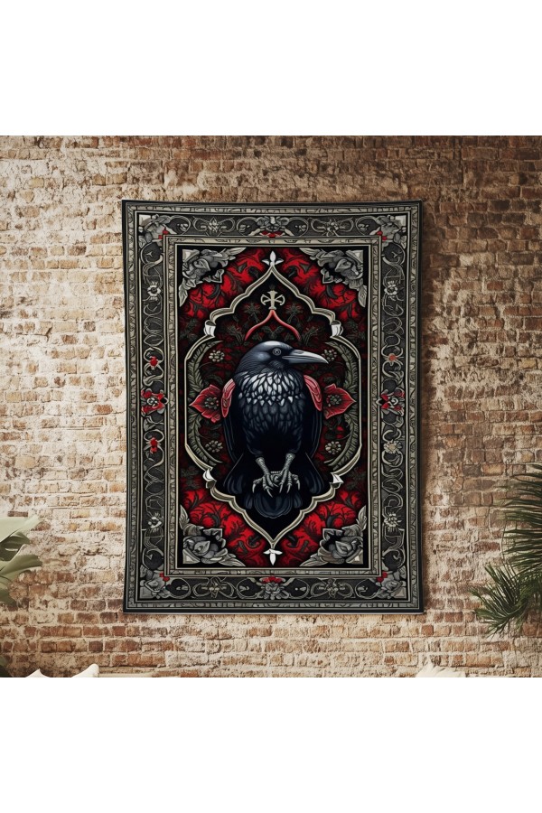 Karga Kuzgun Hayvan Desenli Duvar Örtüsü Duvar Halısı Wall Tapestry Karga Kuzgun Hayvan Desenli Duvar Örtüsü Duvar Halısı Wall Tapestry