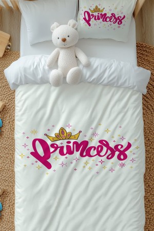 Prenses Taçlı Desenli Kız Çocuk Tek Kişilik Nevresim Takımı Yastık Kılıflı Prenses Taçlı Desenli Kız Çocuk Tek Kişilik Nevresim Takımı Yastık Kılıflı