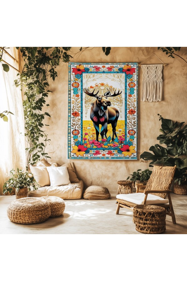 Geyik Hayvan Desenli Duvar Örtüsü Duvar Halısı Wall Tapestry Geyik Hayvan Desenli Duvar Örtüsü Duvar Halısı Wall Tapestry
