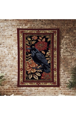 Kuzgun Karga Hayvan Desenli Duvar Örtüsü Duvar Halısı Wall Tapestry Kuzgun Karga Hayvan Desenli Duvar Örtüsü Duvar Halısı Wall Tapestry
