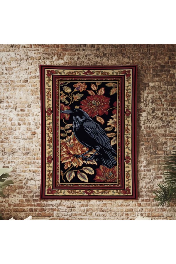 Kuzgun Karga Hayvan Desenli Duvar Örtüsü Duvar Halısı Wall Tapestry Kuzgun Karga Hayvan Desenli Duvar Örtüsü Duvar Halısı Wall Tapestry