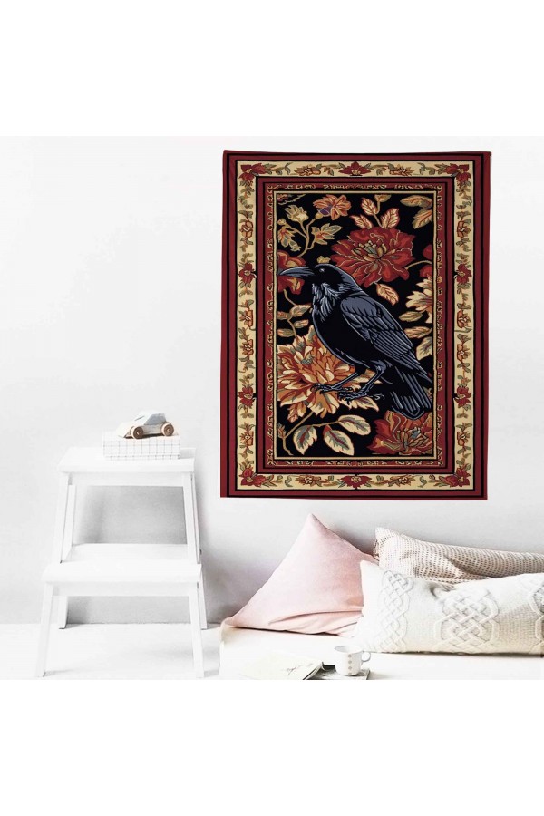 Kuzgun Karga Hayvan Desenli Duvar Örtüsü Duvar Halısı Wall Tapestry Kuzgun Karga Hayvan Desenli Duvar Örtüsü Duvar Halısı Wall Tapestry