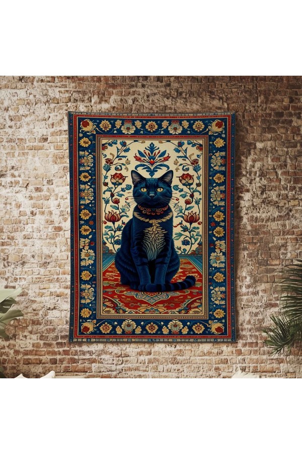 Mistik Kedi Desenli Duvar Örtüsü Duvar Halısı Wall Tapestry Mistik Kedi Desenli Duvar Örtüsü Duvar Halısı Wall Tapestry