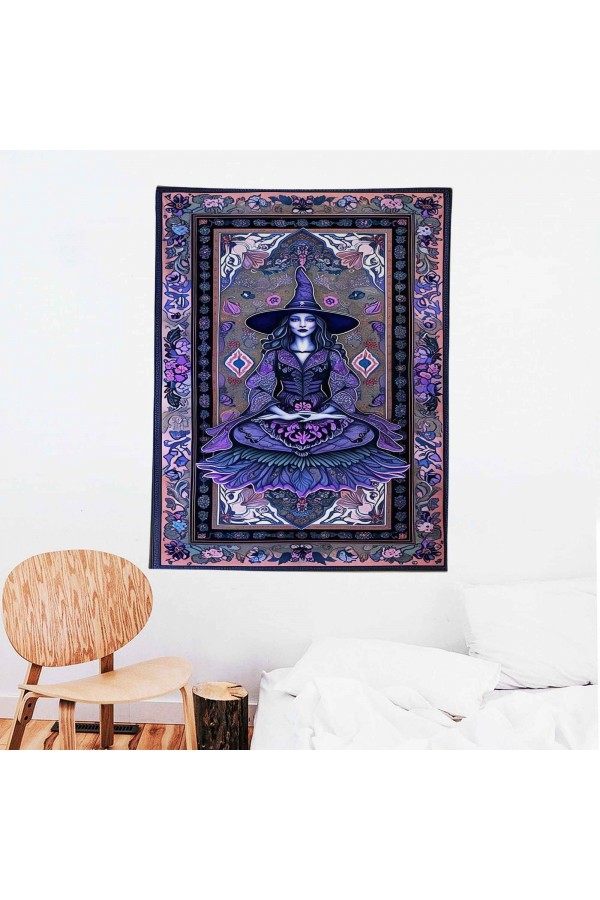 Gotik Mor Cadı Desenli Duvar Örtüsü Duvar Halısı Wall Tapestry Gotik Mor Cadı Desenli Duvar Örtüsü Duvar Halısı Wall Tapestry