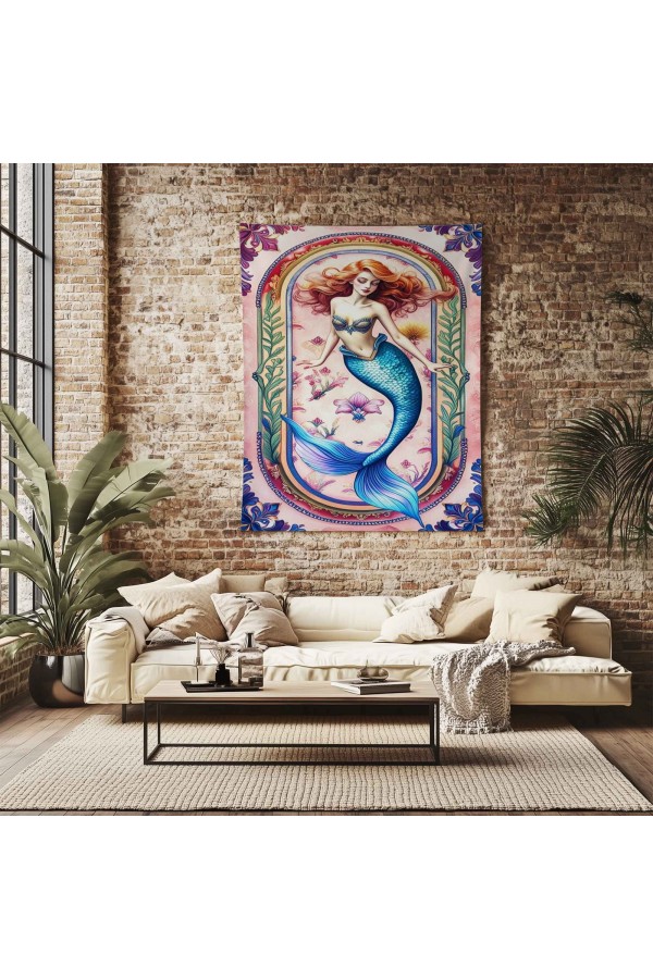 Deniz Kızı Desenli Duvar Örtüsü Duvar Halısı Wall Tapestry Deniz Kızı Desenli Duvar Örtüsü Duvar Halısı Wall Tapestry