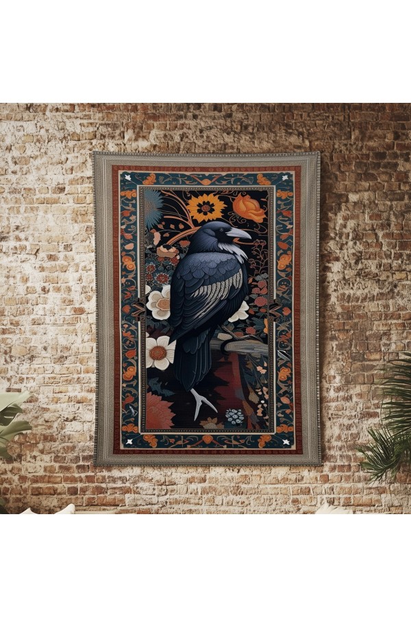 Kuzgun Desenli Duvar Örtüsü Duvar Halısı Wall Tapestry Kuzgun Desenli Duvar Örtüsü Duvar Halısı Wall Tapestry