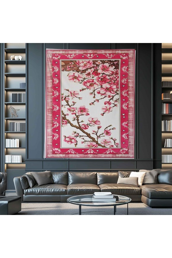 Pembe Sakura Çiçekler Desenli Duvar Örtüsü Duvar Halısı Wall Tapestry Pembe Sakura Çiçekler Desenli Duvar Örtüsü Duvar Halısı Wall Tapestry