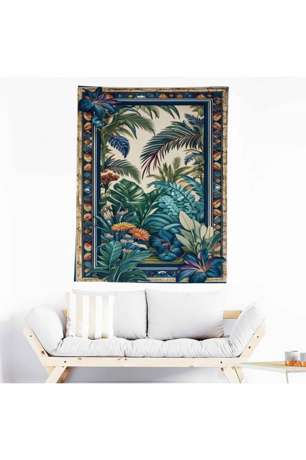 Tropik Orman Yapraklar Desenli Duvar Örtüsü Duvar Halısı Wall Tapestry Tropik Orman Yapraklar Desenli Duvar Örtüsü Duvar Halısı Wall Tapestry