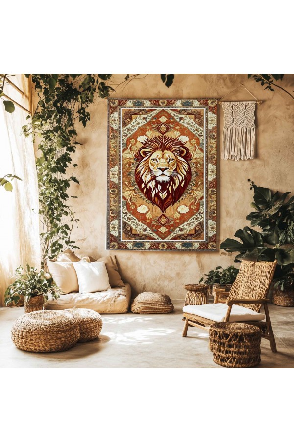 Aslan Hayvan Desenli Duvar Örtüsü Duvar Halısı Wall Tapestry Aslan Hayvan Desenli Duvar Örtüsü Duvar Halısı Wall Tapestry