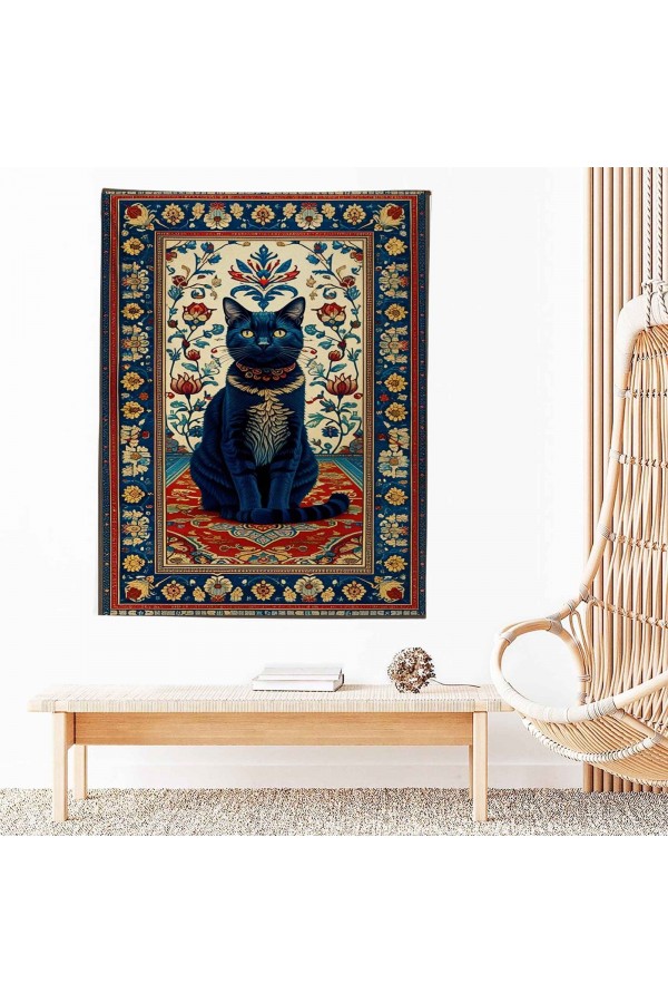 Mistik Kedi Desenli Duvar Örtüsü Duvar Halısı Wall Tapestry Mistik Kedi Desenli Duvar Örtüsü Duvar Halısı Wall Tapestry