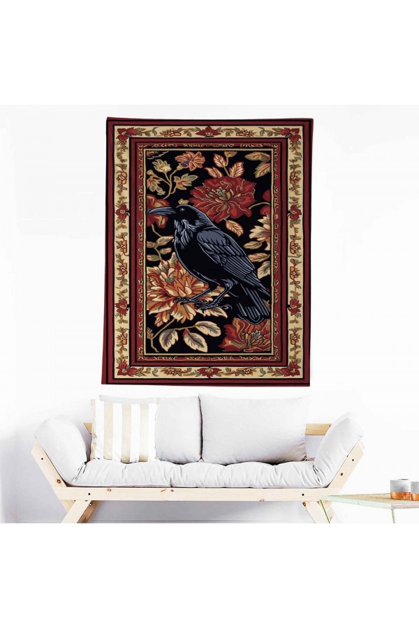Kuzgun Karga Hayvan Desenli Duvar Örtüsü Duvar Halısı Wall Tapestry Kuzgun Karga Hayvan Desenli Duvar Örtüsü Duvar Halısı Wall Tapestry